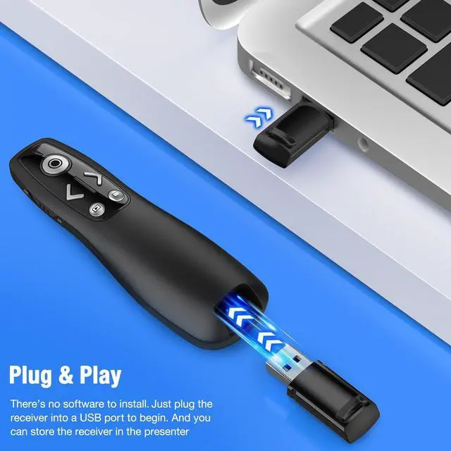 Alt view image 4 of 6 - Presentation Clicker Wireless Presenter Remote for PowerPoint, RF 2.4GHz USB Powerpoint Clicker with Hyperlink & Volume Control PowerPoint Slide Advancer for Mac, Computer, Laptop