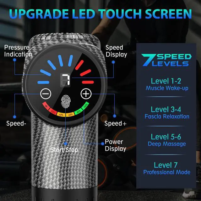 Alt view image 2 of 7 - TOLOCO Massage Gun, Deep Tissue Back Massage for Athletes for Pain Relief, Percussion Massager with 10 Massages Heads & Silent Brushless Motor, Christmas Gifts for Women, Men, Carbon