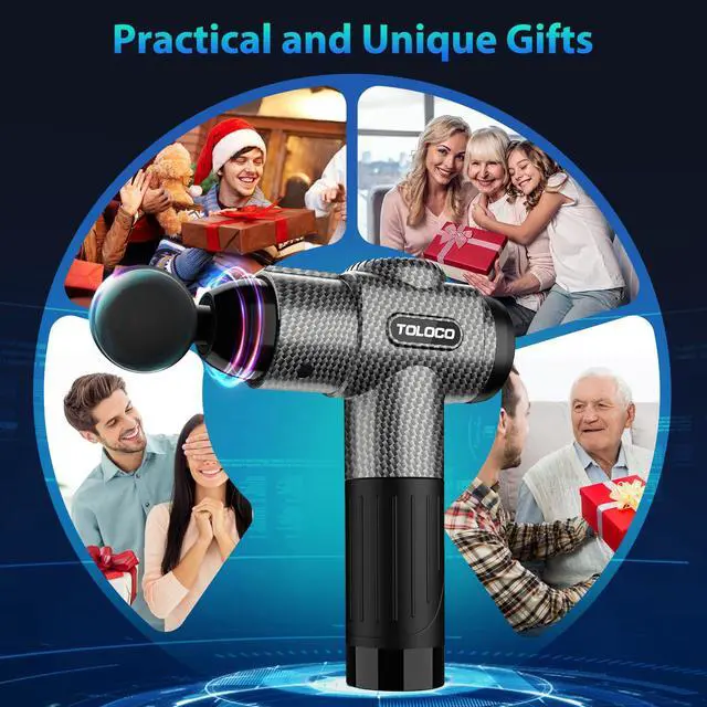 Alt view image 7 of 7 - TOLOCO Massage Gun, Deep Tissue Back Massage for Athletes for Pain Relief, Percussion Massager with 10 Massages Heads & Silent Brushless Motor, Christmas Gifts for Women, Men, Carbon