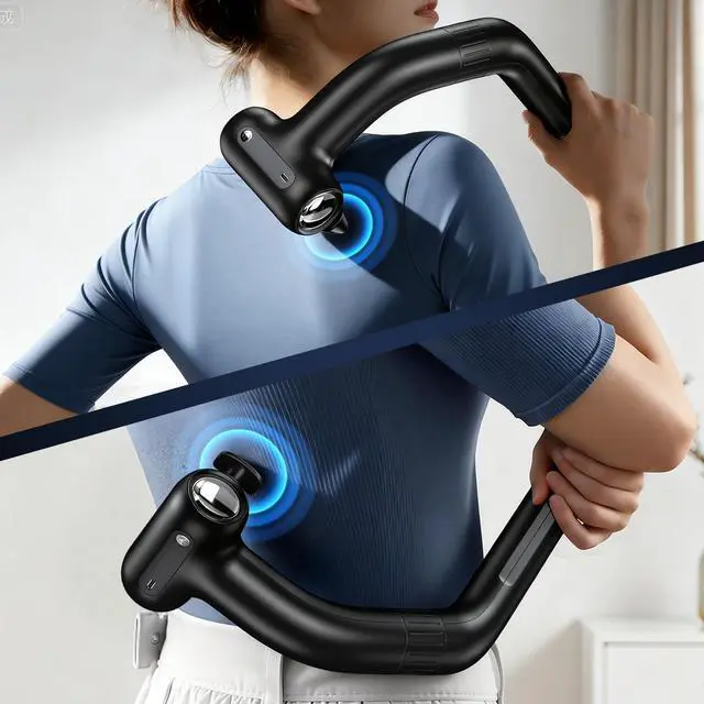 Alt view image 6 of 7 - Dual-Head Muscle Massage Gun Pain Relief Deep Tissue, 3-in-1 Percussion Back Massager with Detachable Extension Handle, Muscle Massager for Back, Neck, Shoulder & Body, 6 Speed Levels (Black)