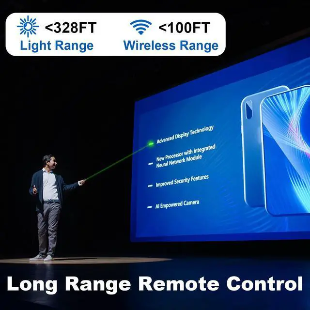 Alt view image 3 of 7 - Presentation Clicker PowerPoint Wireless Presenter Remote: Rechargeable Green Laser Pointer Clickers USB A Type C Computer Mac Power Point PPT Slideshow Google Slide Advancer