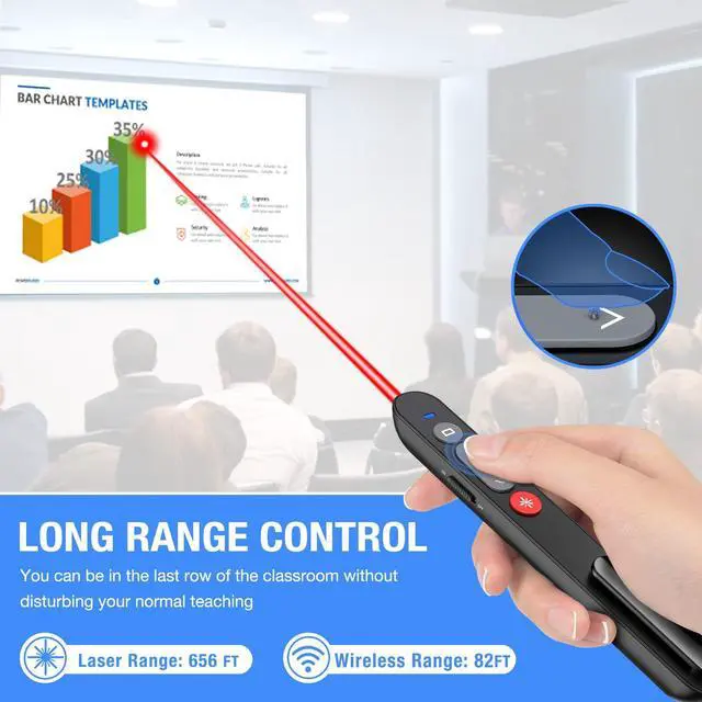 Alt view image 5 of 6 - Laser Pointer for Presentations, Wireless Presenter Clicker for PowerPoint Slide with Hyperlink & Volume Control, Presentation Remote for Mac/Computer/Laptop, Google Slide/PPT/Keynote