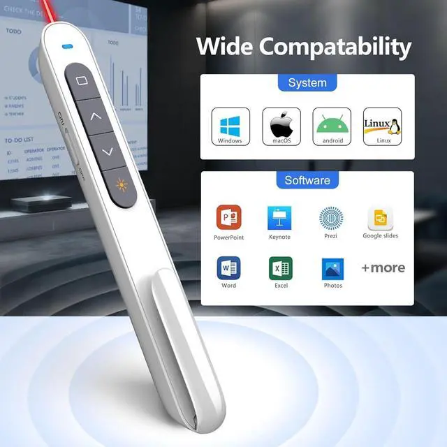 Alt view image 3 of 7 - Norwii N27 Wireless Presentation Clicker, Hyperlink Volume Control Powerpoint Clicker, 328FT Red Light Control Range Clicker for Powerpoint Presentations Remote Pointer Slide Advancer