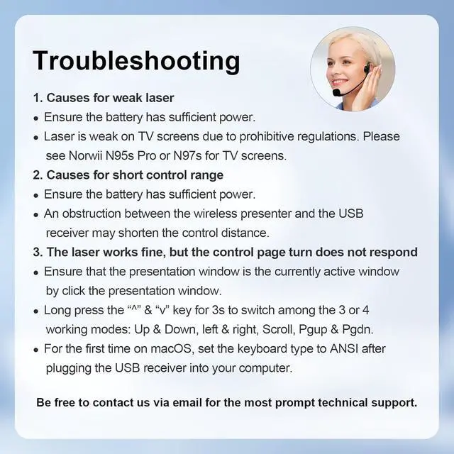 Alt view image 7 of 7 - Norwii N27 Wireless Presentation Clicker, Hyperlink Volume Control Powerpoint Clicker, 328FT Red Light Control Range Clicker for Powerpoint Presentations Remote Pointer Slide Advancer