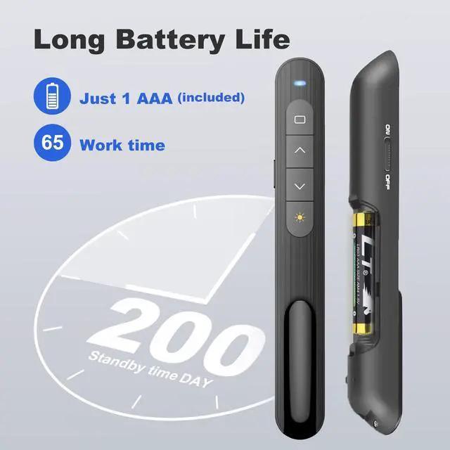 Alt view image 3 of 7 - Presentation Clicker PowerPoint Clicker with Red Light, Wireless Presenter Remote Slide Clicker for Powerpoint Presentations for Mac, Keynote, Computer, Laptop