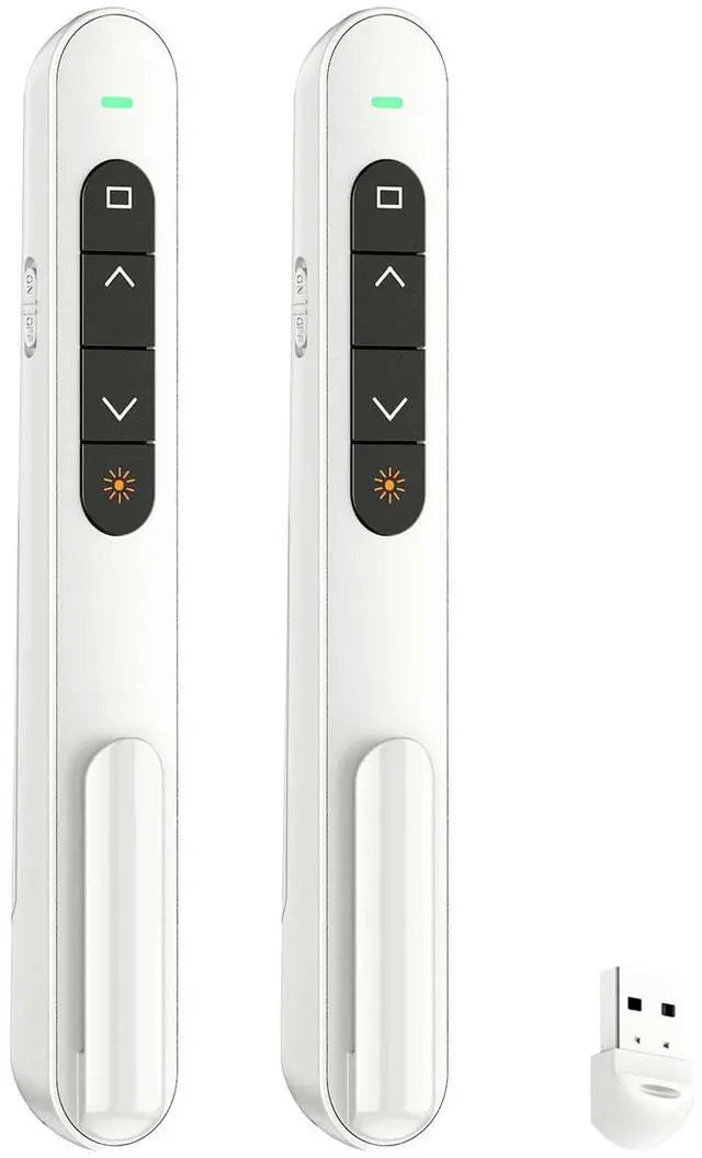 Main image of QUI 2 Pack Presentation Clicker, Hyperlink Volume Control Wireless Presenter, RF 2.4GHz USB Presentation Remote Control,PowerPoint Clicker Slide Advancer for Computer, Laptop, Mac (USB, White)
