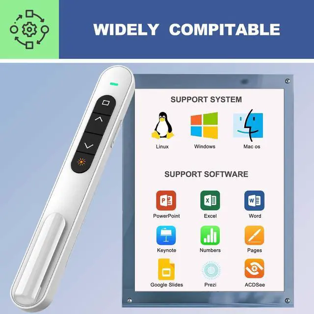 Alt view image 6 of 6 - QUI 2 Pack Presentation Clicker, Hyperlink Volume Control Wireless Presenter, RF 2.4GHz USB Presentation Remote Control,PowerPoint Clicker Slide Advancer for Computer, Laptop, Mac (USB, White)