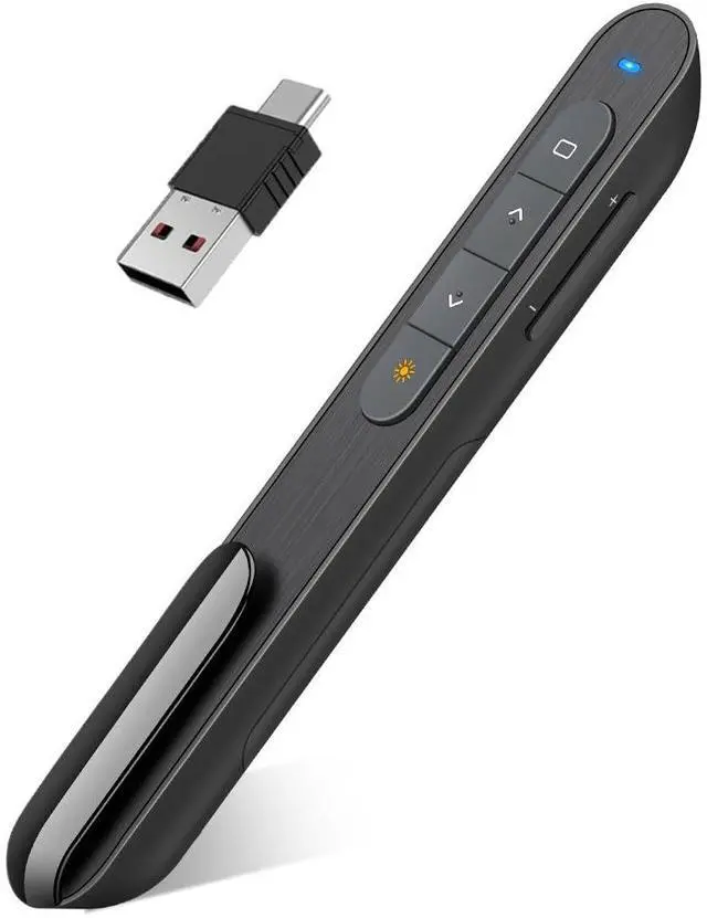 Main image of Wireless Presenter Remote Presentation Clicker for Powerpoint Presentations, RF 2.4GHz USB A and USB C Slide Clicker for Mac Laptop PC Computer with Volume Control