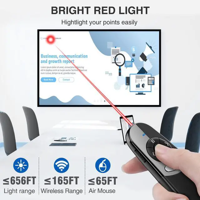 Alt view image 6 of 7 - DINOSTRIKE 2 in 1 Type C and USB Presentation Clicker for Powerpoint Presentations,RF 2.4GHz Wireless Presenter Remote Slide Advancer with Volume Control for Mac Laptop Computer Office Classroom