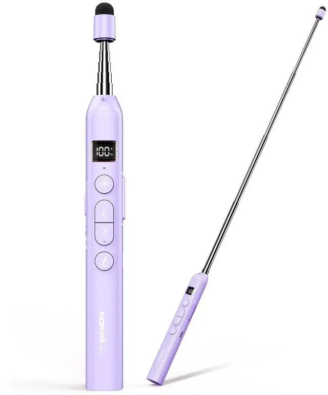 Main image of Norwii N21 Bluetooth Presentation Clicker with Telescopic Teaching Pointer, Presentation Remote with Retractable Stick for PowerPiont, Wireless Presenter, Slide Advancer - Purple