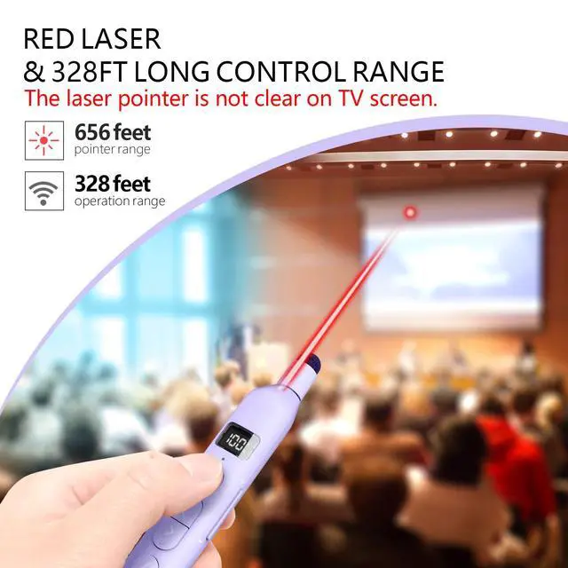 Alt view image 3 of 7 - Norwii N21 Bluetooth Presentation Clicker with Telescopic Teaching Pointer, Presentation Remote with Retractable Stick for PowerPiont, Wireless Presenter, Slide Advancer - Purple