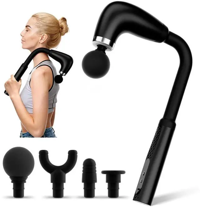 Main image of BEONISI Massage Gun with Upgraded Extension Handle,Back Massage Gun Deep Tissue,Back Massager for Pain Relief for Muscles Neck Shoulders Waist Arm Legs Foot,4 Replaceable Heads & 9 Speeds (Black)