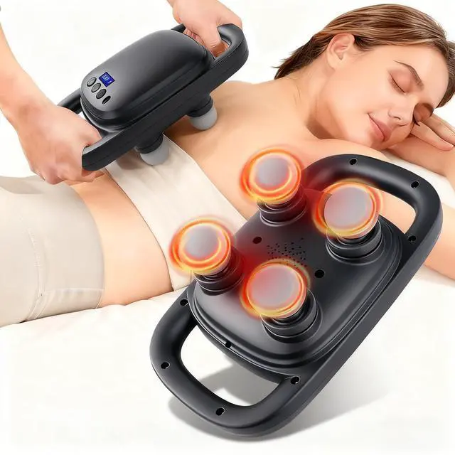 Main image of grnpeak 4 Head Massage Gun,Update 25W Powerful Motor for Deep Tissue Percussion Massager with 99 Intensity Levels for Neck, Back,Shoulders, Legs Pain Relief & Recovery