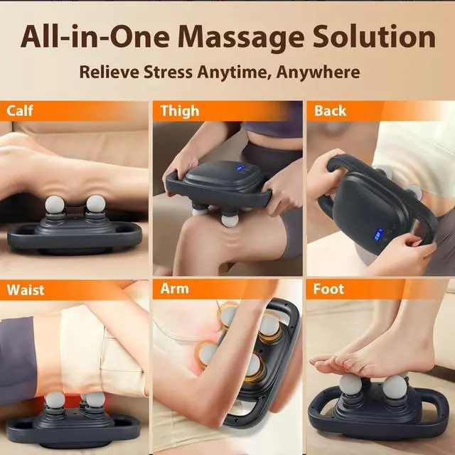 Alt view image 6 of 6 - grnpeak 4 Head Massage Gun,Update 25W Powerful Motor for Deep Tissue Percussion Massager with 99 Intensity Levels for Neck, Back,Shoulders, Legs Pain Relief & Recovery