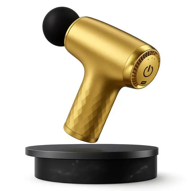 Alt view image 2 of 7 - GLDN Mini Massage Gun with Luxurious Gold Finish, High Intensity Deep Tissue Percussion Massager for Back, Neck, & Body Pain, Electric Massager with 4 Massage Heads, Pain Relief Gifts for Men & Women