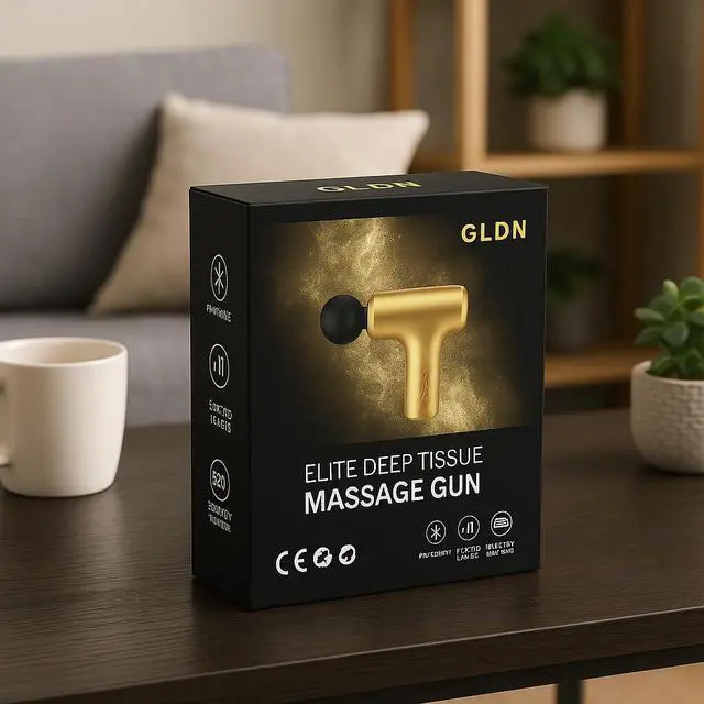 Alt view image 7 of 7 - GLDN Mini Massage Gun with Luxurious Gold Finish, High Intensity Deep Tissue Percussion Massager for Back, Neck, & Body Pain, Electric Massager with 4 Massage Heads, Pain Relief Gifts for Men & Women