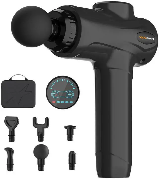 Main image of YANRAN Deep Tissue Massage Gun Portable, Percussion Massage Gun with 7 Levels & 6 Massage Heads, Electric Massager for Muscles Pain Relief, Gifts for Men Women Athletes for Sports and Relaxation