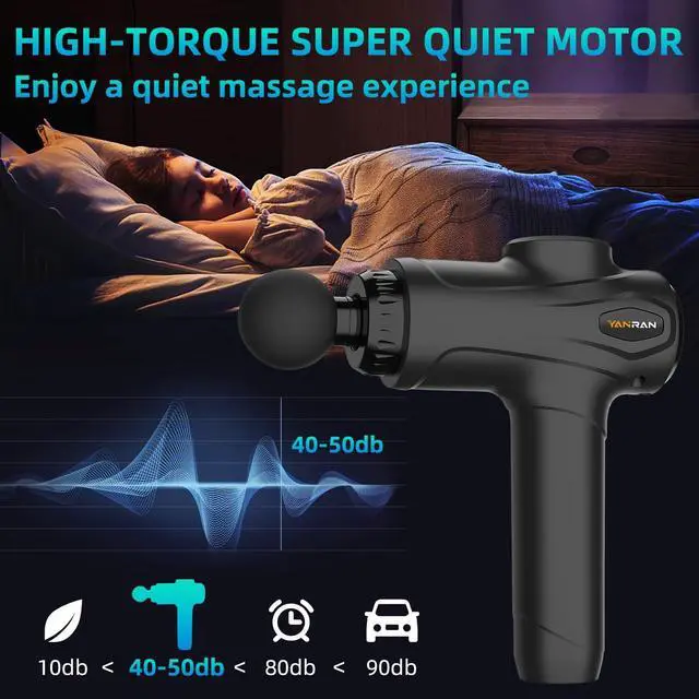 Alt view image 4 of 7 - YANRAN Deep Tissue Massage Gun Portable, Percussion Massage Gun with 7 Levels & 6 Massage Heads, Electric Massager for Muscles Pain Relief, Gifts for Men Women Athletes for Sports and Relaxation