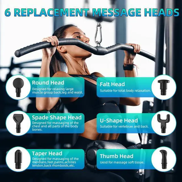 Alt view image 5 of 7 - YANRAN Deep Tissue Massage Gun Portable, Percussion Massage Gun with 7 Levels & 6 Massage Heads, Electric Massager for Muscles Pain Relief, Gifts for Men Women Athletes for Sports and Relaxation