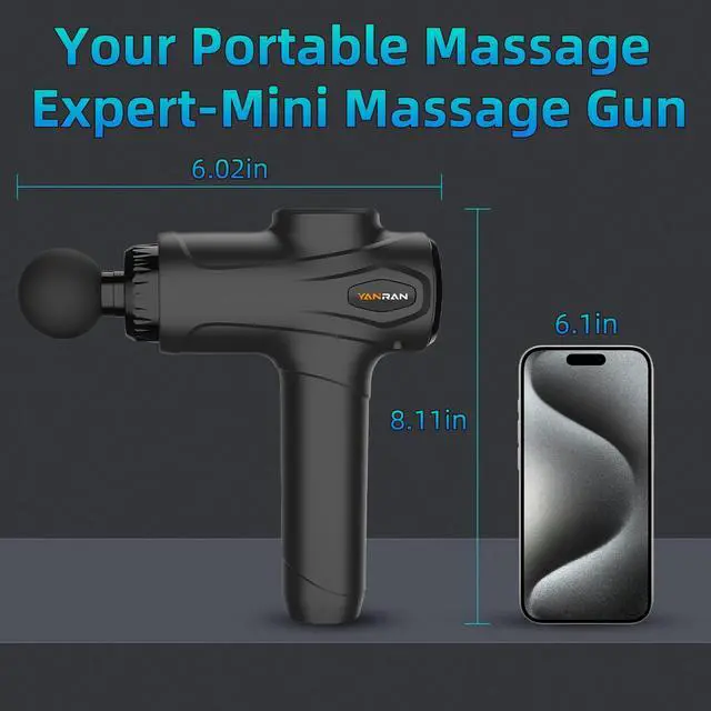 Alt view image 7 of 7 - YANRAN Deep Tissue Massage Gun Portable, Percussion Massage Gun with 7 Levels & 6 Massage Heads, Electric Massager for Muscles Pain Relief, Gifts for Men Women Athletes for Sports and Relaxation