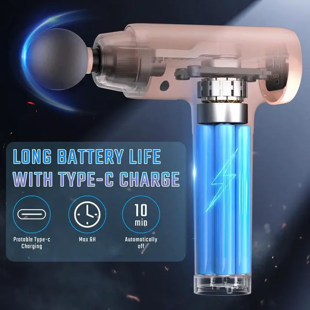 Alt view image 3 of 6 - cotsoco Massage Gun Deep Tissue, Muscle Massage Gun with 9 Attachment Heads 20 Speeds & Silent Brushless Motor for Pain Relief, Handheld Percussion Back Massager Gun for Athletes(Pink)