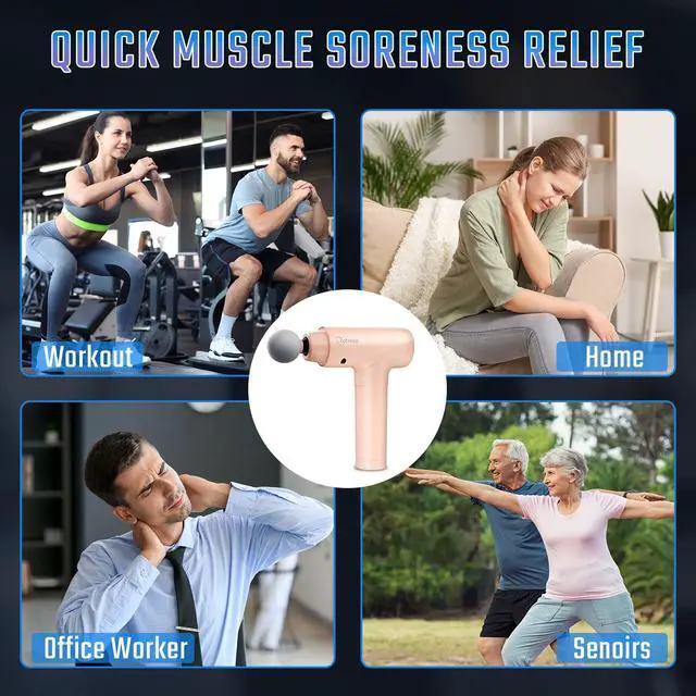 Alt view image 6 of 6 - cotsoco Massage Gun Deep Tissue, Muscle Massage Gun with 9 Attachment Heads 20 Speeds & Silent Brushless Motor for Pain Relief, Handheld Percussion Back Massager Gun for Athletes(Pink)