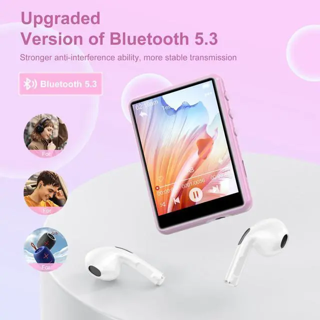 Alt view image 4 of 7 - MP3 Player with Bluetooth 5.3-64GB Portable Music Player with 2.4" Full Touch Screen, MP3 Player with HD Speaker, FM Radio, Video, Voice Recorder, HiFi Sound Shuffle Music Player