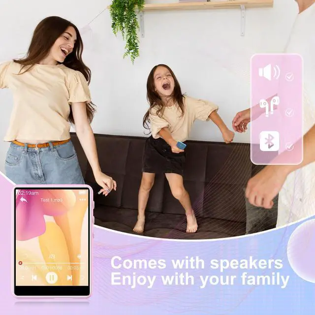 Alt view image 6 of 7 - MP3 Player with Bluetooth 5.3-64GB Portable Music Player with 2.4" Full Touch Screen, MP3 Player with HD Speaker, FM Radio, Video, Voice Recorder, HiFi Sound Shuffle Music Player