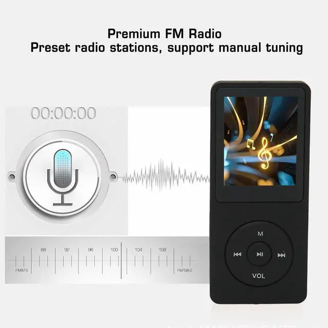 Alt view image 7 of 7 - MP3 MP4 Player 8GB Memory 64GB Expandable, 30 Hours Playback, Lightweight and Portable, Easy to Use, Lossless Sound Quality, Supports Multiple Formats (Black)