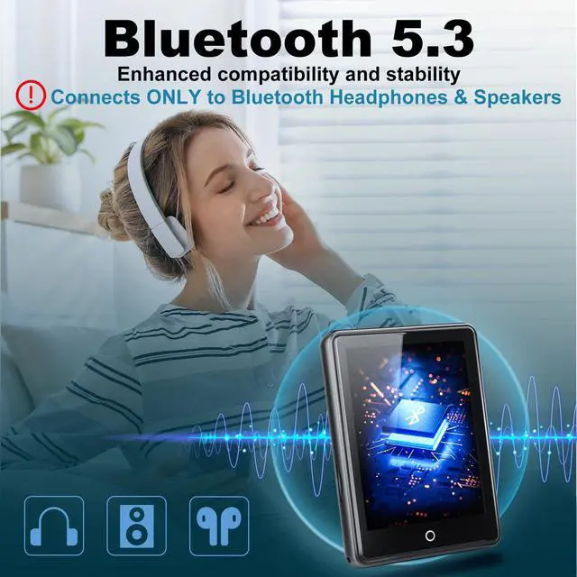 Alt view image 2 of 7 - ODEJOI 64GB MP3 Player with Bluetooth 5.3, 2.8-inch Touchscreen, Speaker, 18 Soothing Sounds Built-in, Shuffle Repeat Portable Music Player with FM Radio, Voice Recorder, Support 128GB Micro SD Card