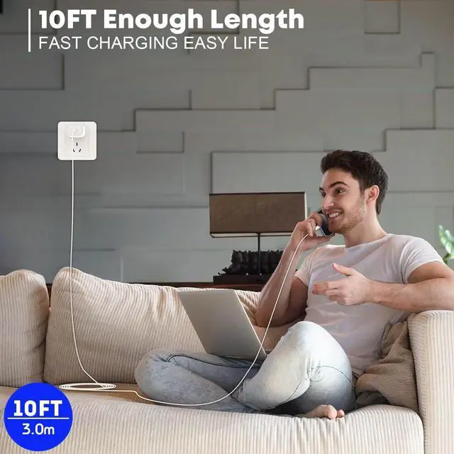 Alt view image 7 of 7 - Fast Charger for iPhone 17/16/15 Charger,10FT Extra Long Fast Charging 3Pack Block USB-C to USB C Fast Charging Cable Cord for iPhone Air/17 Pro Max/iPhone 16 Pro/16 Plus/15 Pro Max,iPad Pro/Air/Mini