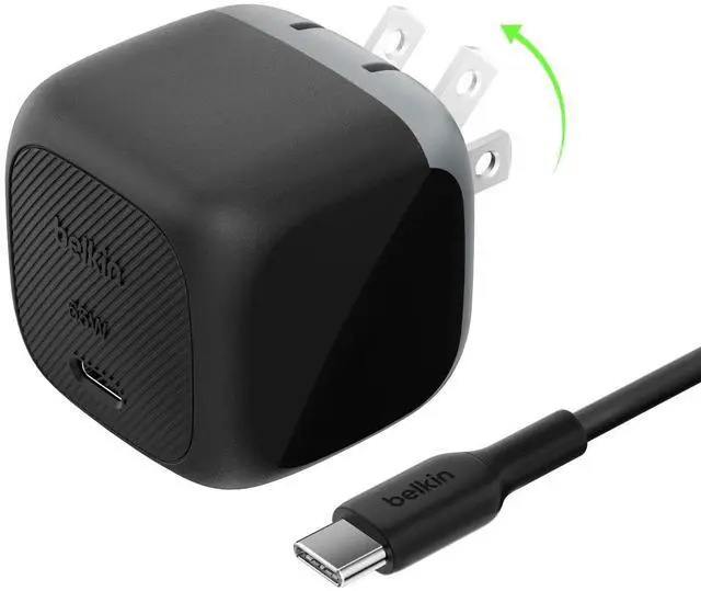 Main image of Belkin USB C Charger Block 65W - USB C Cable Included - Super Fast Charging, Type C - Apple iPhone 17, Air, Pro, Samsung Galaxy S25, Google Pixel 10, MacBook, iPad, Nintendo Switch 2, & More - Black