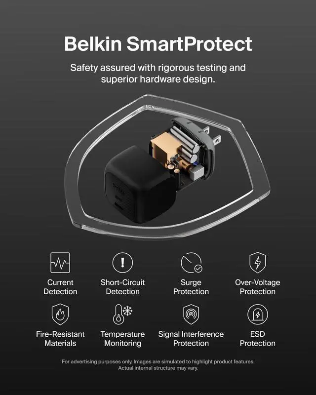 Alt view image 6 of 7 - Belkin USB C Charger Block 65W - USB C Cable Included - Super Fast Charging, Type C - Apple iPhone 17, Air, Pro, Samsung Galaxy S25, Google Pixel 10, MacBook, iPad, Nintendo Switch 2, & More - Black