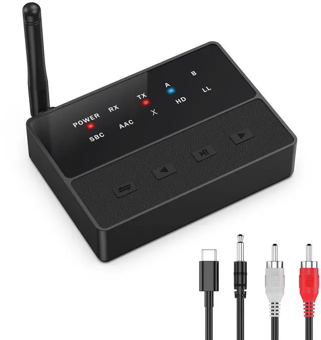 Main image of LOFICOPER Bluetooth Transmitter Receiver, aptX Low Latency Bluetooth Audio Adapter, Long Range Wireless AUX/RCA Bluetooth 5.3 Adapter with Noise Reduction, Dual Connection for Speaker Headphones TV