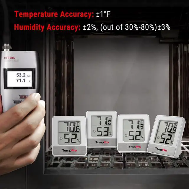 Alt view image 4 of 7 - TempPro TP49 3 Pieces Digital Hygrometer Indoor Thermometer Humidity Meter Mini Hygrometer with Temperature and Humidity Monitor Outdoor and Room Thermometer Weather Station (Previously ThermoPro)