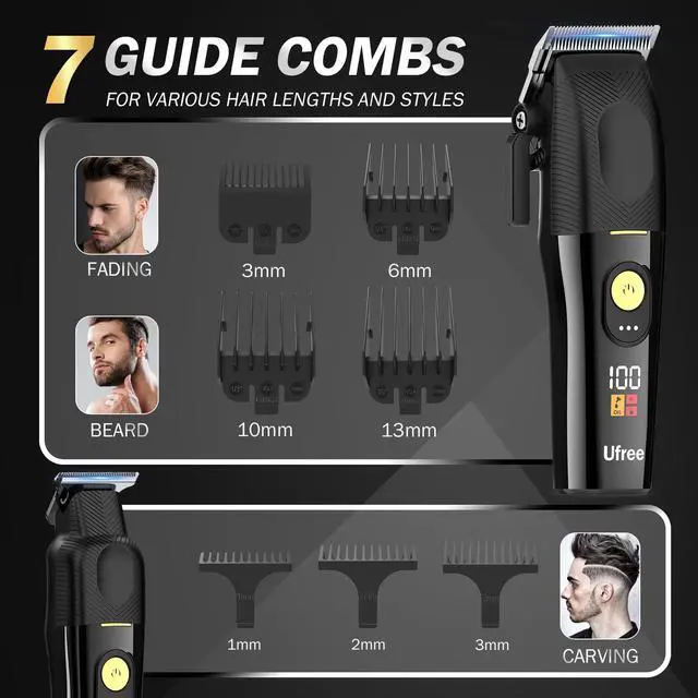 Alt view image 5 of 7 - Ufree Professional Cordless Hair Clippers for Men, Barber Clippers & Trimmers Set with Storage Stand, Electric Shaver, Complete Hair Cutting Kit, Gifts for Men