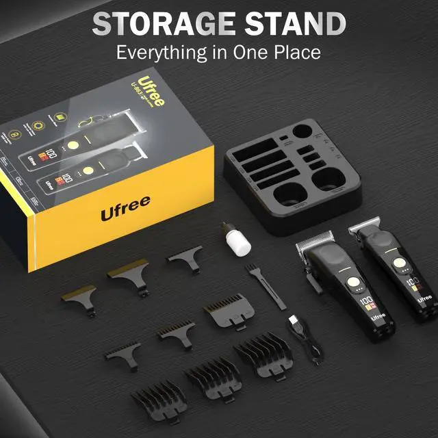 Alt view image 7 of 7 - Ufree Professional Cordless Hair Clippers for Men, Barber Clippers & Trimmers Set with Storage Stand, Electric Shaver, Complete Hair Cutting Kit, Gifts for Men
