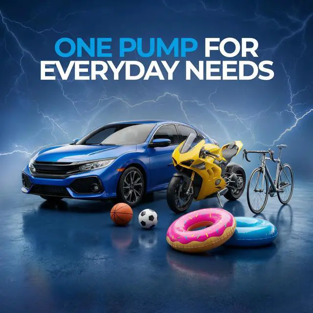 Alt view image 2 of 7 - EJOP 150PSI Tire Inflator Portable Air Compressor, Air Pump for Car Tires with Digital Pressure Gauge, Cordless Pump for Car Motorcycle Bicycle Ball, LED Light, Auto Shut-Off,Dual Display,12V Adapter