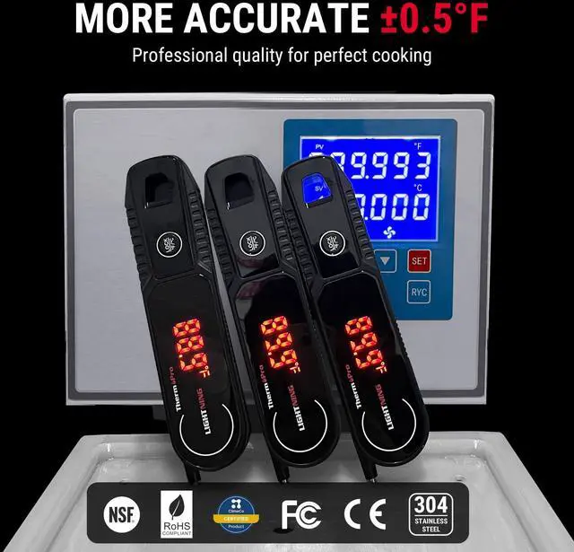 Alt view image 2 of 7 - ThermoPro Lightning 0.5 Sec Instant Read Meat Thermometer, Kitchen Food Thermometer with Auto Wake/Sleep/180° Rotating Display, IP67 Waterproof Cooking Thermometer for Oil Deep Fry Smoker BBQ Grill