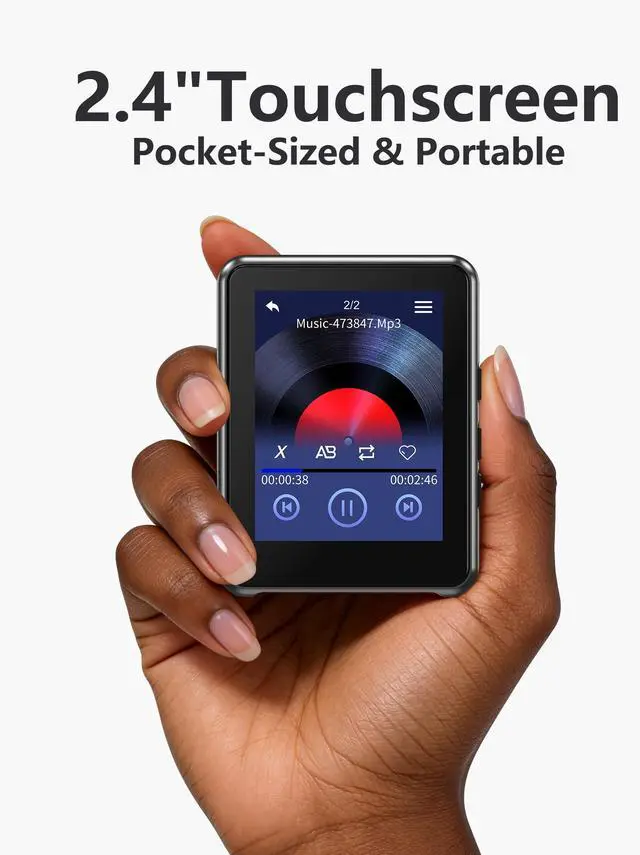 Alt view image 5 of 7 - KeenPlus 64GB MP3 Player with Bluetooth 5.3,Zinc Alloy Metal Portable Music Player,2.4" Small Touch Screen,HiFi Lossless Sound,FM Radio,3.5mm Jack,No WiFi for Summer Camp,Sports & Travel,Black