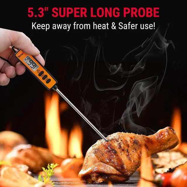 Alt view image 4 of 7 - TempPro Temperature Gun, Infrared Thermometer Gun with Laser, Laser Thermometer Gun -58-1022 , Meat Thermometer Digital with Super Long Probe, Food Thermometer for Cooking(Previously ThermoPro)