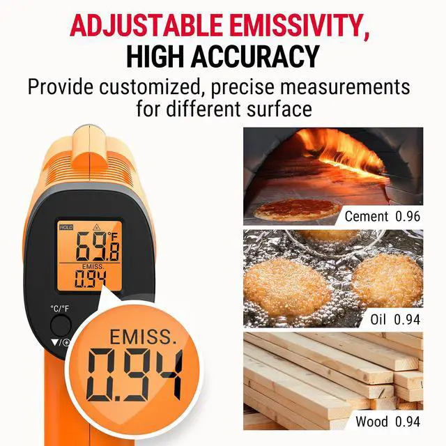 Alt view image 7 of 7 - TempPro Temperature Gun, Infrared Thermometer Gun with Laser, Laser Thermometer Gun -58-1022 , Meat Thermometer Digital with Super Long Probe, Food Thermometer for Cooking(Previously ThermoPro)