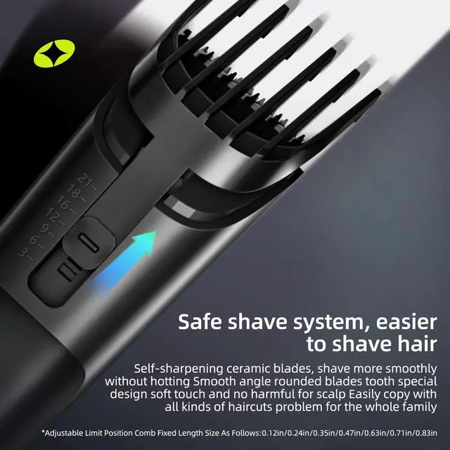 Alt view image 4 of 7 - beici Hair Clippers for Men and Kids Adjustable Length Trimmer Haircut Professional Haircuts Tool Grooming 6 Kit LED Screen Display Fast Charge for Family Black