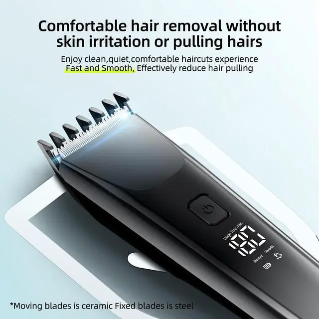 Alt view image 5 of 7 - beici Hair Clippers for Men and Kids Adjustable Length Trimmer Haircut Professional Haircuts Tool Grooming 6 Kit LED Screen Display Fast Charge for Family Black