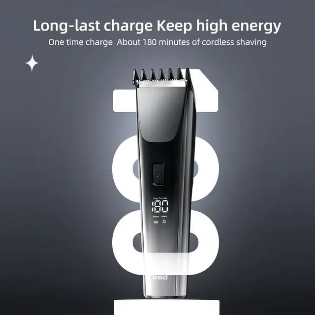 Alt view image 7 of 7 - beici Hair Clippers for Men and Kids Adjustable Length Trimmer Haircut Professional Haircuts Tool Grooming 6 Kit LED Screen Display Fast Charge for Family Black