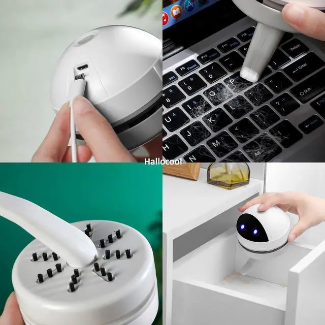 Alt view image 2 of 7 - Hallocool Desktop Vacuum Cleaner Mini Desk Vacuum Cleaner Portable Dust Crumb Sweeper Cute USB Vacuum for Picking up Crumbs Eraser Crumbs Pet Hairs Flakes Tiny Items on Desk Tabletop Keyboard