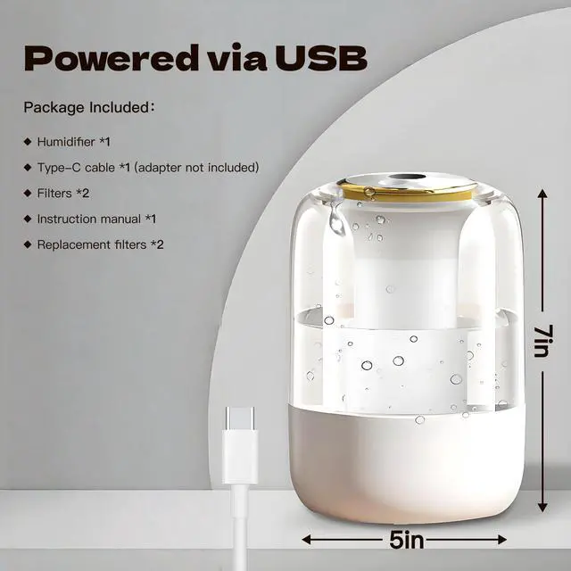 Alt view image 3 of 7 - SwiftCool Air Humidifier for Bedroom, 2L Quiet Cool Mist Humidifier for Plants Dorm Room Office Home Car Personal Humidificador with 3 Mist Modes & Night Light