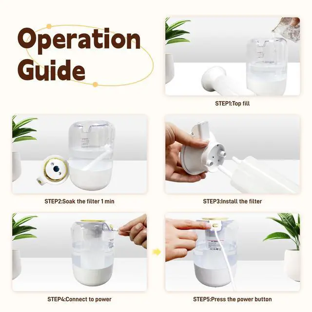 Alt view image 6 of 7 - SwiftCool Air Humidifier for Bedroom, 2L Quiet Cool Mist Humidifier for Plants Dorm Room Office Home Car Personal Humidificador with 3 Mist Modes & Night Light