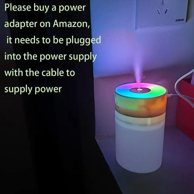 Alt view image 4 of 7 - Colorful 260ml Humidifier,USB Power Supply,With 7 Color LED, Air Humidifier,Mini Air Humidifier,Can add essential oil,Suitable for Study Room, Bedroom, Baby Room, Office, Car (White)