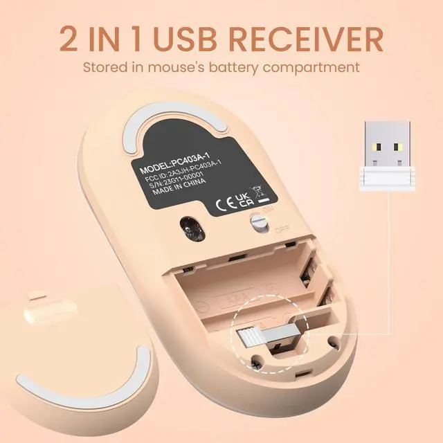 Alt view image 4 of 7 - Wireless Keyboard and Mouse, Silent Keyboard Mouse Combo, Full-Sized Colorful Typewriter Keyboard with Round Keycaps, 2.4G Cute Mouse Compatible with PC/Laptop/Computer(Milk Tea)